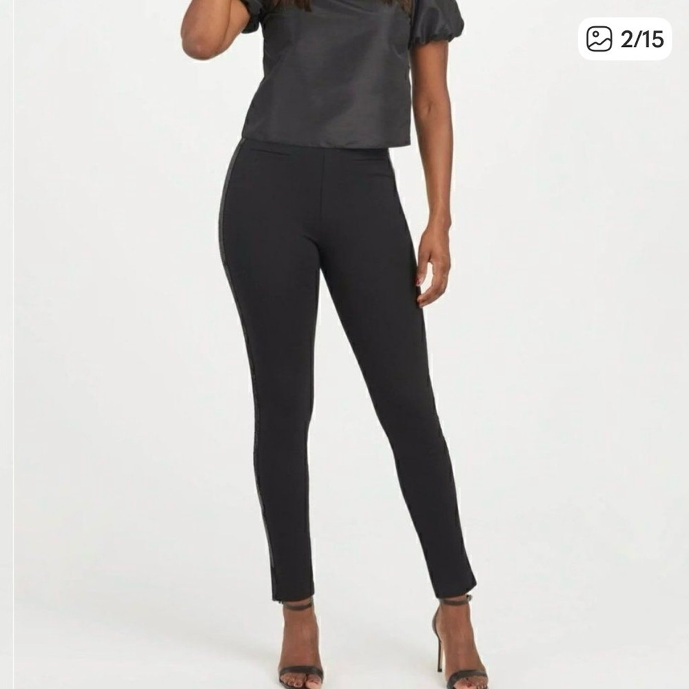 SPANX The Perfect Pant Ankle Black Sequin Tuxedo Skinny Classic size M